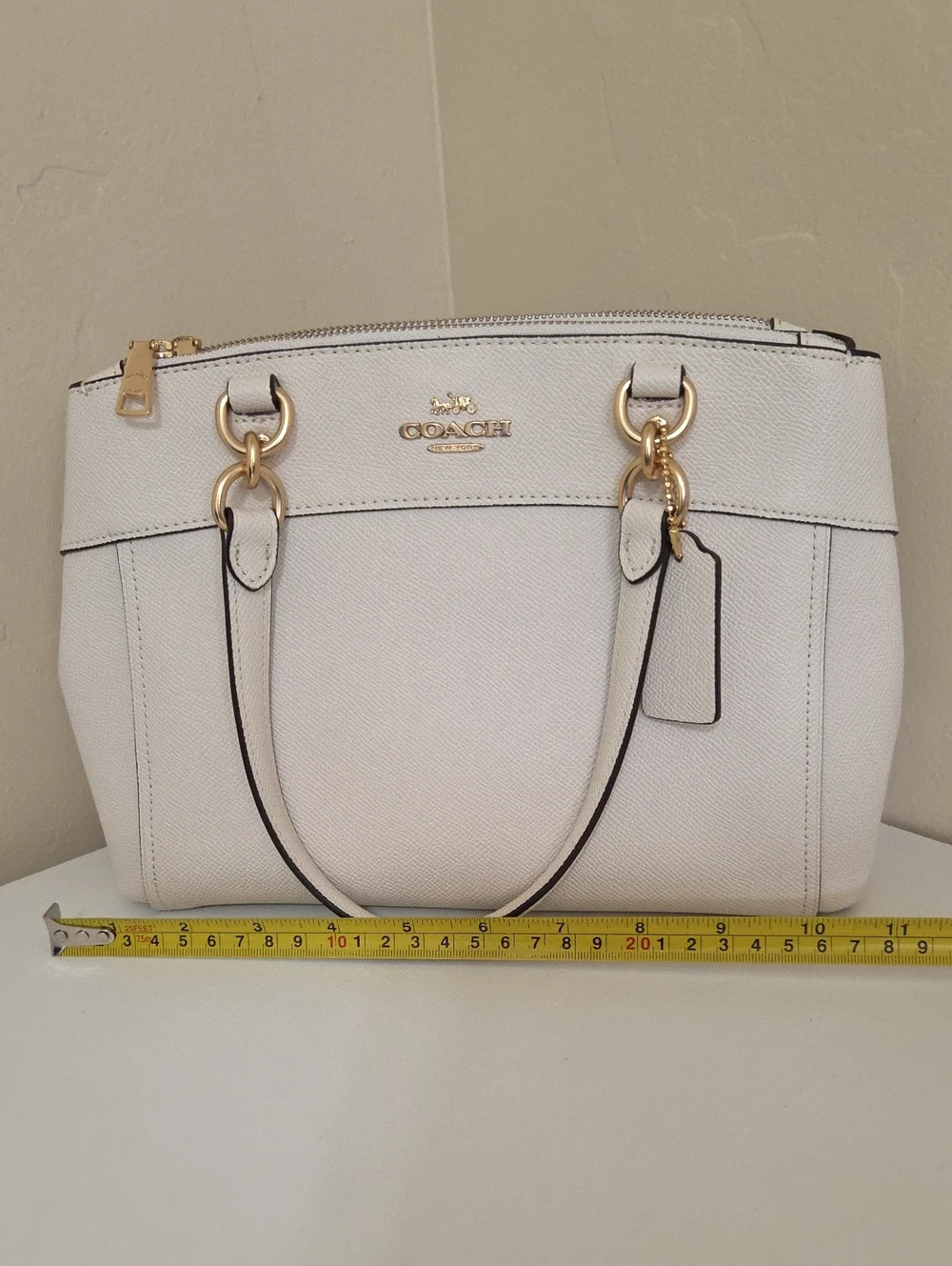 Coach Pebbled Leather Tote in Light Cream with Gold Hardware